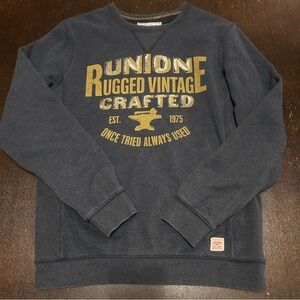 Jack & Jones Rugged Vintage Crafted Style Men's Streetwear Navy Pullover Medium